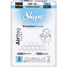Sleepy Bio Natural Premium Plus Airbag Comfort Bebek Bezi 3 Beden 56 Adet
