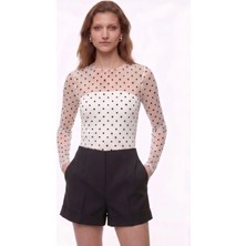 Shopping Shop Puantiyeli Tül Bluz Ekru