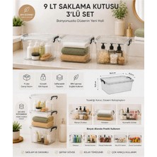 Loremp 10 Litre Kilitli Şeffaf Saklama Kutusu 3’lü Set – Istiflenebilir Kapaklı Düzenleme ve Depolama Kutusu