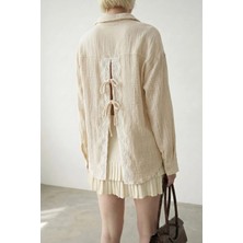 Shopping Shop Sırtı Bağlamalı Müslin Gömlek Ekru