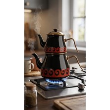Bonera Academia Emaye Çaydanlık Seti - 2 Parça - Metal Kulp