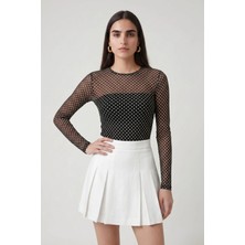 Shopping Shop Puantiyeli Tül Bluz Sıyah