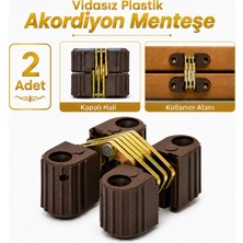 Canex (2 Adet) Plastik Akordiyon Menteşe Vidasız Gizli Gömme Dolap Kapak Katlanır Masa Menteşesi