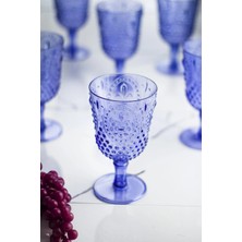 Universal Akrilik Mavi 6'lı Kadeh & Su Meşrubat Kahve Yanı Bardağı 450 ml ( Cam Değildir )