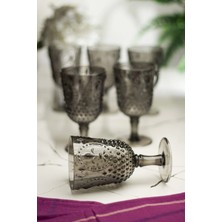 Universal Akrilik Füme 6'lı Kadeh & Su Meşrubat Kahve Yanı Bardağı 450 ml ( Cam Değildir )