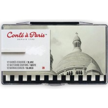 Conte a Paris : Carre : Çubuk Taslak Boyası Seti : White (12 Adet - Plastik Kutulu)