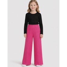 Organickid Basic Kız Çocuk Fuşya Bol Paça Pantolon