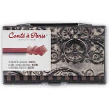 Conte a Paris : Carre : Çubuk Taslak Boyası Seti : Bistre (12 Adet - Plastik Kutulu)
