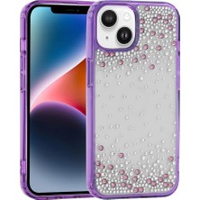 Büşra Ayhan iPhone 13 Kılıf Kamera Yükseltili Simli Damla Taşlı Silikon Bsay