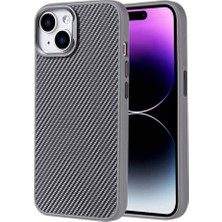 Büşra Ayhan iPhone 14 Kılıf Magsafe Karbon Fiber Görünümlü Metal Kamera Yükseltili Silikon Bsay