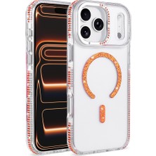 Gns Store iPhone 17 Pro Max Kılıf Taşlı Simli Magsafe Kamera Yükseltili Silikon Gnst