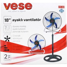 Ttt Sanayi Tipi Ayaklı Vantilatör - 5 Metal Kanatlı - 18 Inç 46 cm