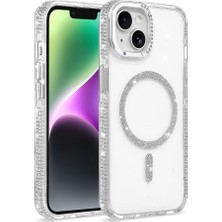 Gns Store iPhone 14 Kılıf Taşlı Simli Magsafe Kamera Yükseltili Silikon Gnst