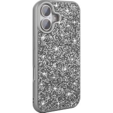 Subutu iPhone 16 Plus Kılıf Simli Pırlanta Taşlı Kamera Yükseltili Silikon Sbt