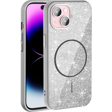 Nexaura iPhone 15 Kılıf Dökülmeyen Simli Silikon Magsafe Kamera Yükseltili Nxar