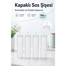 4 Adet Plastik Yağlık Sosluk Şişesi 700 Ml, Şeffaf Yağdanlık, Sosluk Ketçap Yağdanlık Yağ Sos Şişe