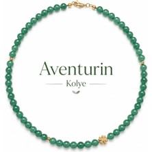 Cunda Doğal Taş Design Aventurin Doğal Taş Kolye 6 Mm. Şans Taşı
