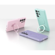 StilStoreTr Galaxy S25 Ultra Kılıf 360 Derece Döner Standlı Magsafe Kamera Lens Korumalı Silikon Stsr