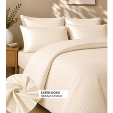 Home Tek Kişilik Otel Tipi Lastikli Çarşaflı Pamuk Saten Nevresim Takımı Krem