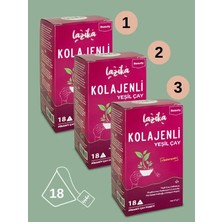 Lazika (3'lü Set) Kolajenli Yeşil Çay (3x18 PLA Piramit Poşet, 81 g) - 237 mg Peptit Kolajen