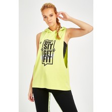 Maraton Regular Kadın Kapüşonlu  Neon Sarı Atlet