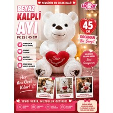 Marka Uçar Oyuncak Pk 25 45 cm Beyaz Kalpli Ayı UCR-004