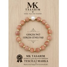 Mk Tasarım Gerçek Inci- Güneş Taşı Taşı Bileklik MK.7000.809- Rahatlık-Dinginlik-Enerji- Stres Bilekliği