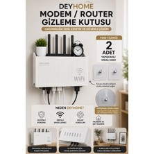 Deyhome Modem Gizleme Kutusu ve Kablo Düzenleyici | Wi-Fi Router Saklama Kutusu | Pleksi Duvar Tipi Modem Koruyucu | 2 Adet Yapışkanlı Vidalı Askı Hediyeli