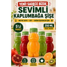 Open Home Concept 5'li Şeffaf Kaplumbağa Şişe Yeşil Kapaklı Pet Içecek Şişesi Çocuk Beslenme Matarası 250 ml