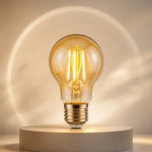 A6 LED Filament Ampul 6W 2700K E-27 Duy Tipi Rustik Ampul Sıcak Sarı Işık 600 Lümen