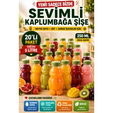Open Home Concept 20'li Set Şeffaf Kaplumbağa Şişe Yeşil Kapaklı Pet Içecek Şişesi Çocuk Beslenme Matarası 250 ml