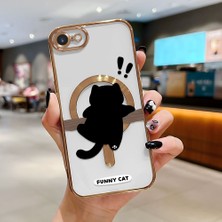 HONTINGA iPhone Se 2020 ile Uyumlu Şeffaf Magsafe Wireless Kılıfı Düşüme Önleyici Basitlik Anti Düşme Kamera Korumali Kedi Desen Yumuşak Silikon Telefon Kılıfı Kadın ve Erkek Için Uygundur K7-2070