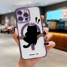 HONTINGA iPhone 14 Pro ile Uyumlu Şeffaf Magsafe Wireless Kılıfı Düşüme Önleyici Basitlik Anti Düşme Kamera Korumali Kedi Desen Yumuşak Silikon Telefon Kılıfı Kadın ve Erkek Için Uygundur K7-2070