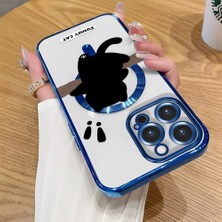 HONTINGA iPhone 14 Pro Max ile Uyumlu Şeffaf Magsafe Wireless Kılıfı Düşüme Önleyici Basitlik Anti Düşme Kamera Korumali Kedi Desen Yumuşak Silikon Telefon Kılıfı Kadın ve Erkek Için Uygundur K7-2070