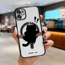 HONTINGA iPhone 11 ile Uyumlu Şeffaf Magsafe Wireless Kılıfı Düşüme Önleyici Basitlik Anti Düşme Kamera Korumali Kedi Desen Yumuşak Silikon Telefon Kılıfı Kadın ve Erkek Için Uygundur K7-2070