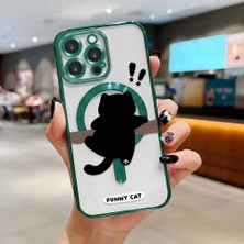 HONTINGA iPhone 14 Pro Max ile Uyumlu Şeffaf Magsafe Wireless Kılıfı Düşüme Önleyici Basitlik Anti Düşme Kamera Korumali Kedi Desen Yumuşak Silikon Telefon Kılıfı Kadın ve Erkek Için Uygundur K7-2070