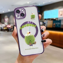 HONTINGA iPhone 15 Plus ile Uyumlu Şeffaf Magsafe Wireless Kılıfı Düşüme Önleyici Basitlik Anti Düşme Kamera Korumali Ceviz Desen Yumuşak Silikon Telefon Kılıfı Kadın ve Erkek Için Uygundur K7-2069