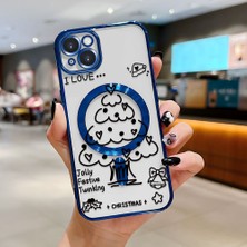 HONTINGA iPhone 14 Plus ile Uyumlu Şeffaf Magsafe Wireless Kılıfı Düşüme Önleyici Basitlik Anti Düşme Kamera Korumali Yaratıcı Desen Yumuşak Silikon Telefon Kılıfı Kadın ve Erkek Için Uygundur K7-2071