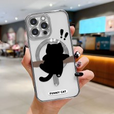 HONTINGA iPhone 14 Pro Max ile Uyumlu Şeffaf Magsafe Wireless Kılıfı Düşüme Önleyici Basitlik Anti Düşme Kamera Korumali Kedi Desen Yumuşak Silikon Telefon Kılıfı Kadın ve Erkek Için Uygundur K7-2070