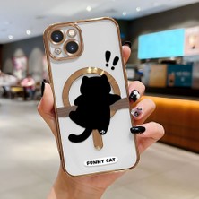 HONTINGA iPhone 13 ile Uyumlu Şeffaf Magsafe Wireless Kılıfı Düşüme Önleyici Basitlik Anti Düşme Kamera Korumali Kedi Desen Yumuşak Silikon Telefon Kılıfı Kadın ve Erkek Için Uygundur K7-2070