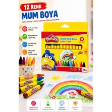 ArtMaster Jumbo Mum Boya 12 Li 1 Paket Play-Doh 12 Renk Mumboya Elleri Kirletmeyen Yıkanabilir Silinebilir Karton Kutu