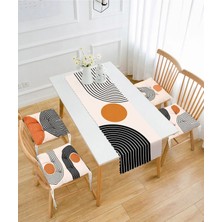Rem Home Remhome Bohem Özel Tasarım Dijital Baskılı 4 Pofidik Sandalye Minderi ve 1 Runner Seti