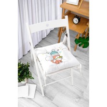 Rem Home Remhome Pembe Zeminde Mavi Geyik Çizimli Bebek Odası Pofidik Sandalye Minderi