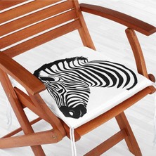 Rem Home Remhome Zebra Figürlü Dijital Baskılı Modern Fermuarlı Sandalye Minderi