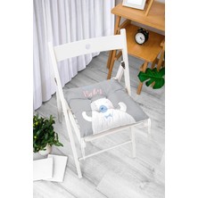 Rem Home Remhome Gri Dijital Baskılı Pofidik Sandalye Minderi