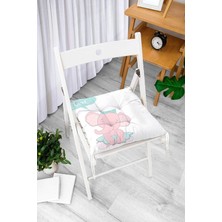 Rem Home Remhome Gri Zeminde Yeşil Fil Desenli Bebek Odası Pofidik Sandalye Minderi
