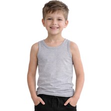 Organickid Basic Cotton Erkek Çocuk Gri Atlet Seti 3'lü
