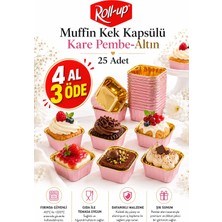 Dolphin Muffin Kek Kapsülü Kare Pembe-Altın 25li | Cupcake Kalıbı, Kağıt Muffin Kapsülü, Kek Kalıbı, Muffin Cup
