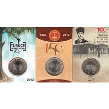 3Alp Koleksiyon 3 Lü Hatıra 1 Lira Para Kiti Seti,tbmm'nin 100.YILI/SAYIŞTAY'IN 150. Yılı/türkçe Olimpiyatları , Çil