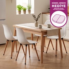 Vilinze Eames Sandalye Avanos Ahşap Mdf Açılır Mutfak Masası Takımı - 70X120+30 cm